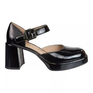 $180 Naked Feet Estonia Platform Mary Jane Pump CHUNKY PATENT BLACK 9.5 (DB25)